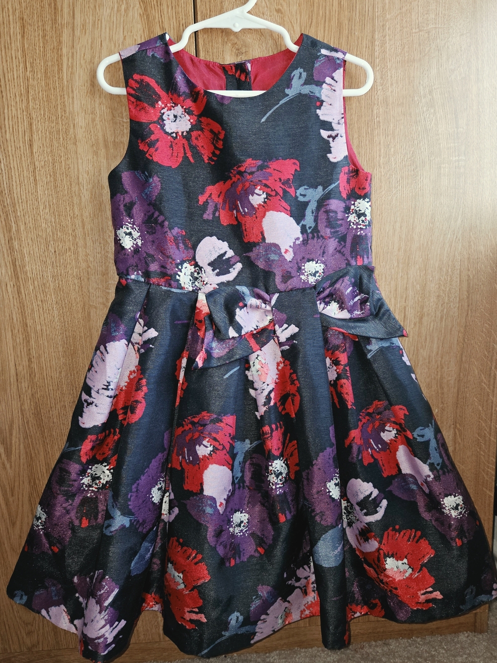 Gymboree Black Floral Party Dress with Red and Purple Blooms